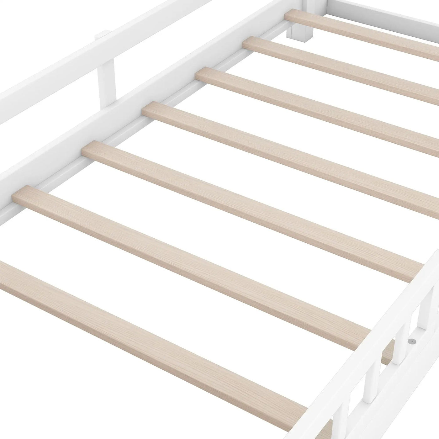 Wood Platform Bed With Built In LED Light, Storage Headboard And Guardrail by HouseOfZazla
