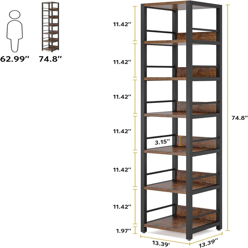 Tall 6 Tier Corner Shelf with Storage - Rustic Brown, photo 4 of 10