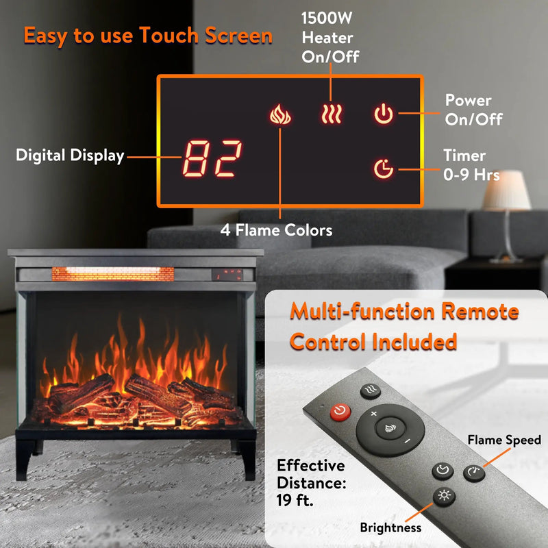 24 Inch Three-Sided Glass Electric Fireplace by HouseOfZazla