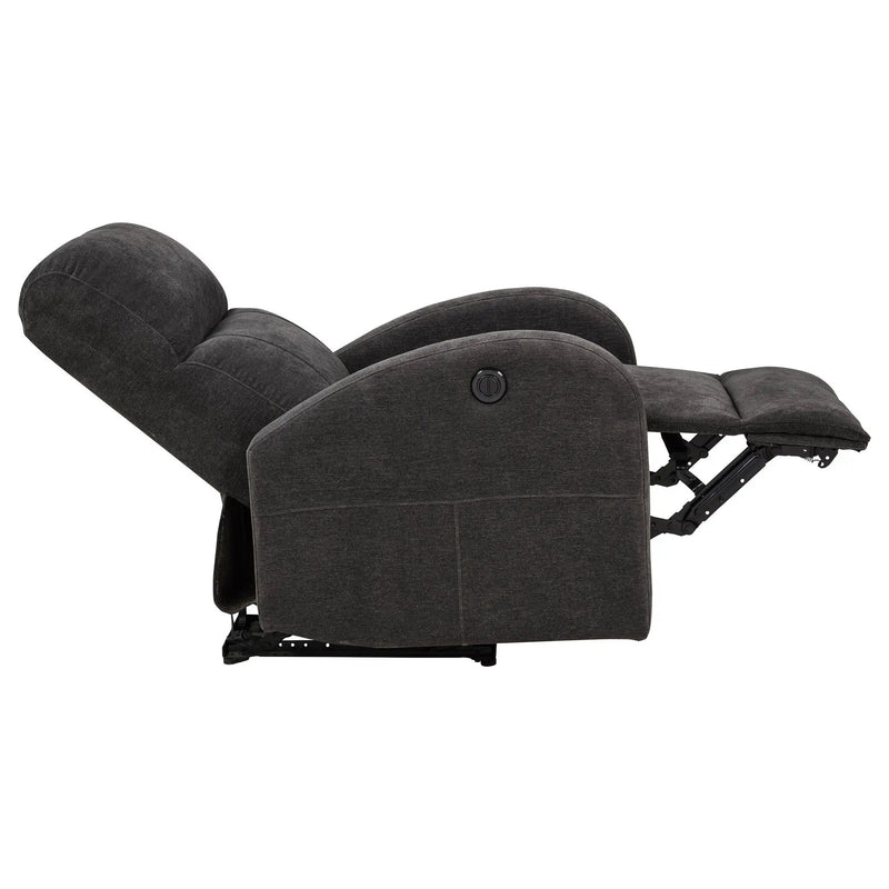 Grant Fabric Upholstered Power Recliner Chair Charcoal Grey by Unique Piece Furniture