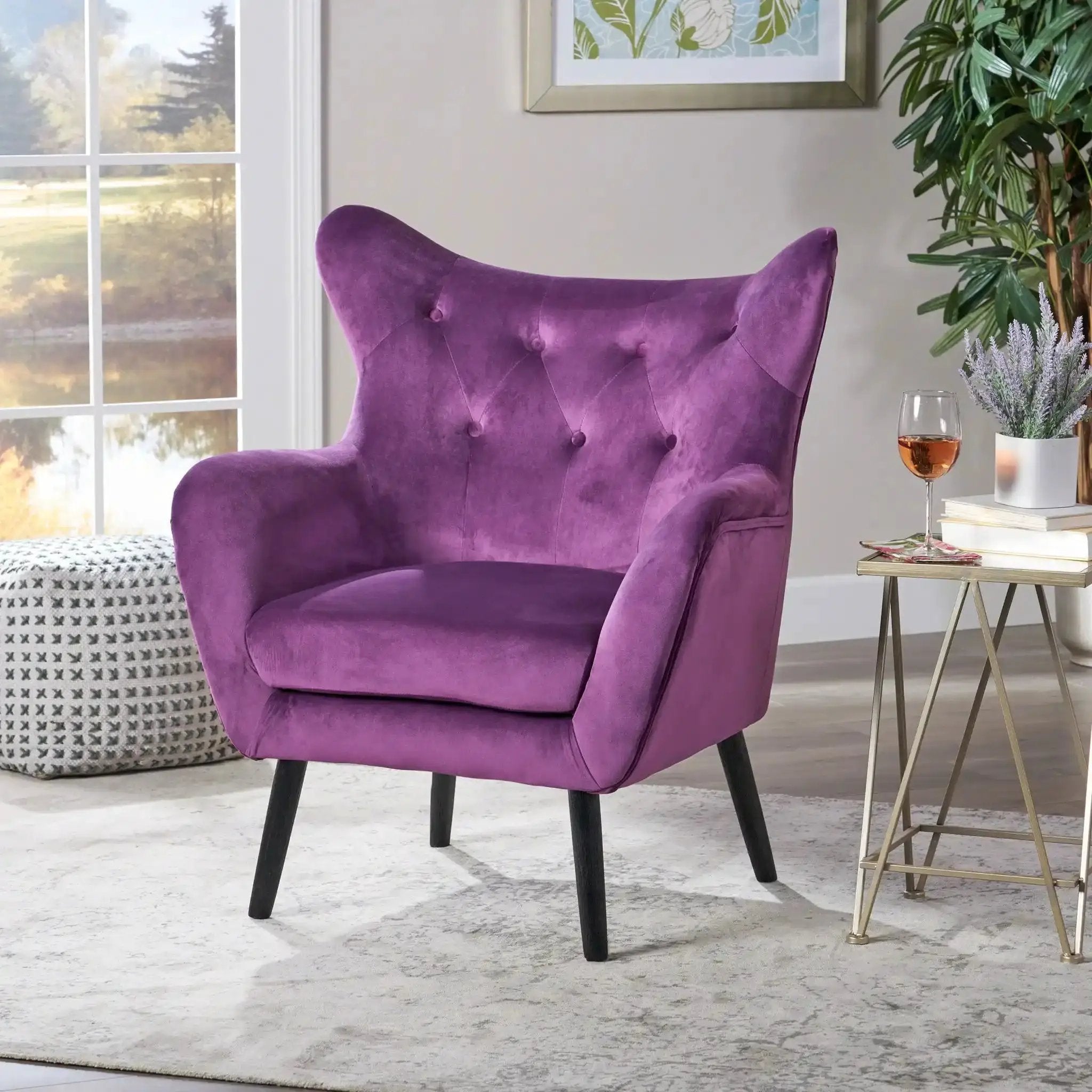 Alyssa Mid Century Upholstered Arm Chair With Wingback Design by HouseOfZazla