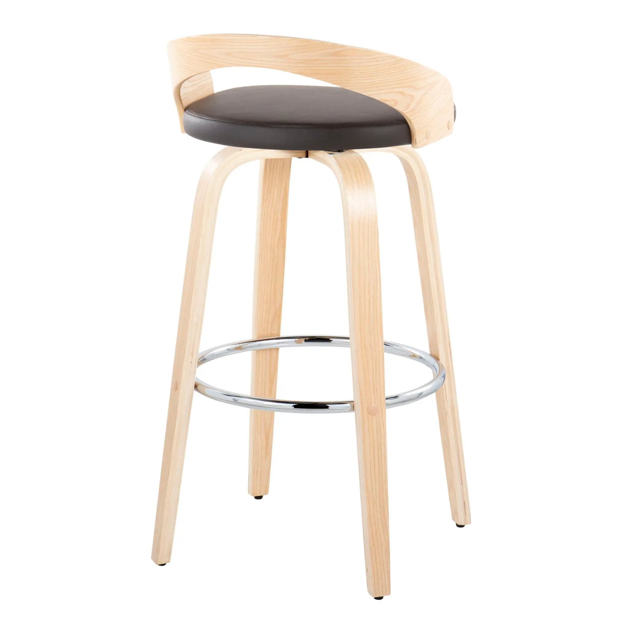 Grotto - Contemporary Fixed-Height Barstool With Swivel With Round Footrest (Set of 2) by Unique Piece Furniture