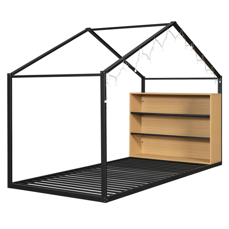 Bed House Frame With Shelves And Lights by HouseOfZazla