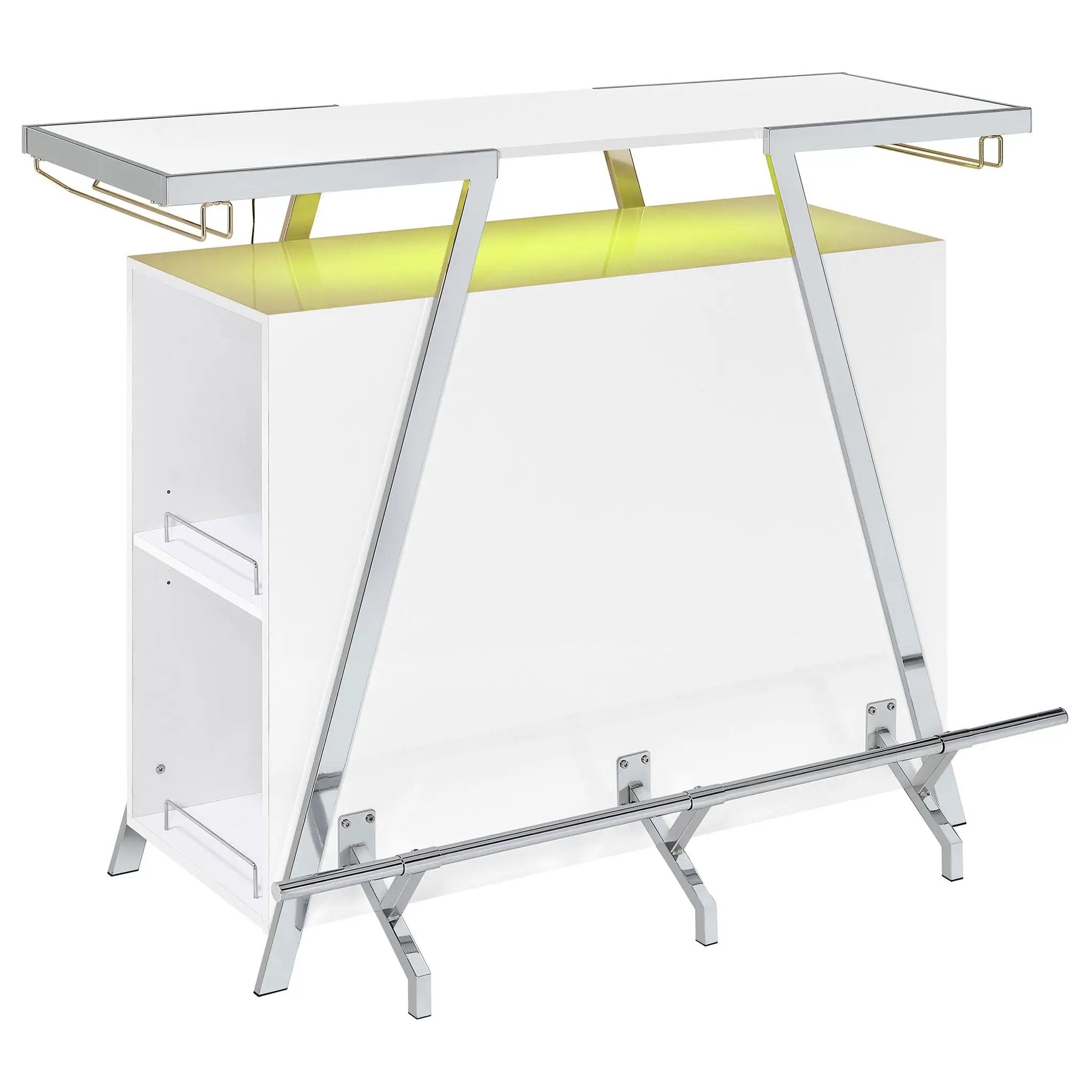 Araceli Freestanding LED Home Bar Cabinet White High Gloss by Unique Piece Furniture