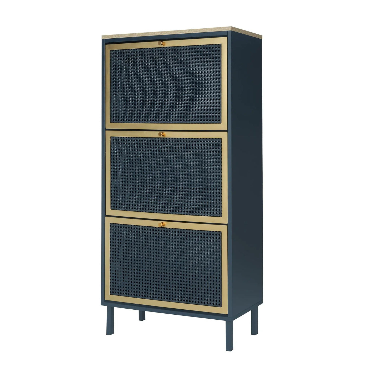 Modern Rattan 3 Door Shoe Rack Cabinet for Entryway by HouseOfZazla