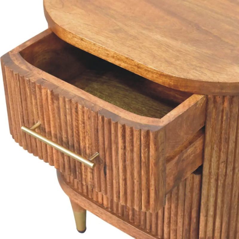 Solid Wood Ribbed Bedside Table by HouseOfZazla