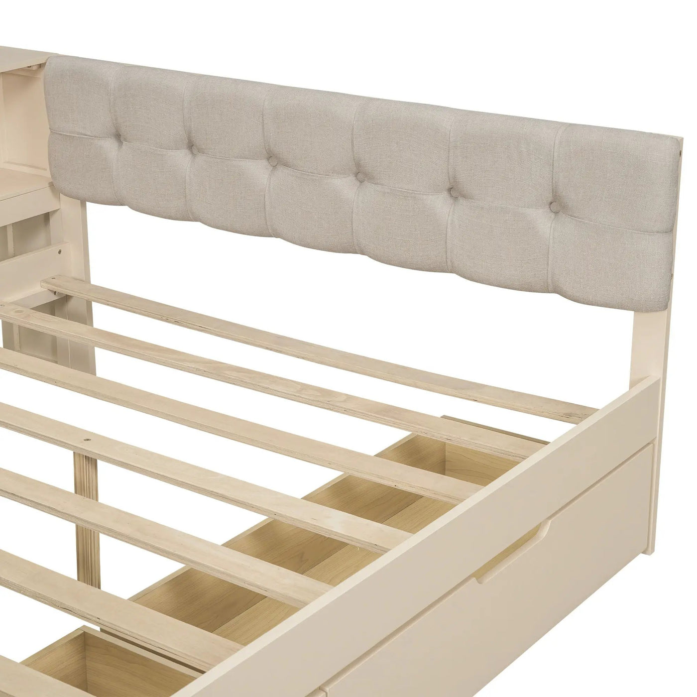 Upholstered Headboard Platform Bed With Storage Shelves, Drawers, Charging Station by HouseOfZazla