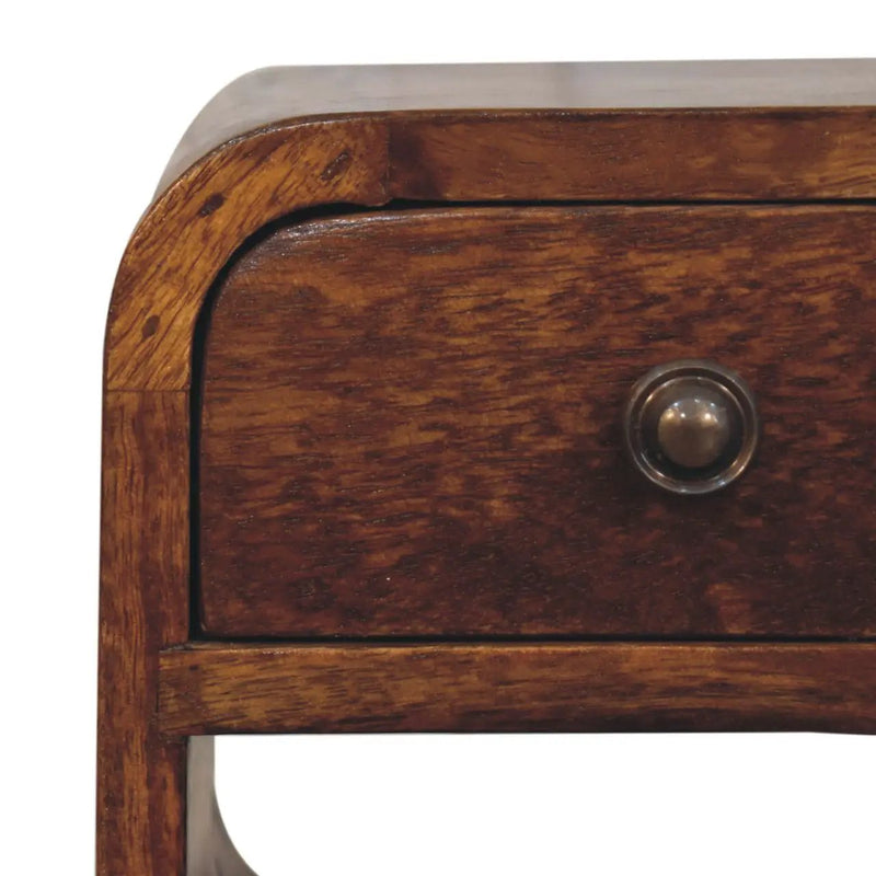 Solid Wood Extra Mini Chestnut Curve Lower Nightstand by HouseOfZazla