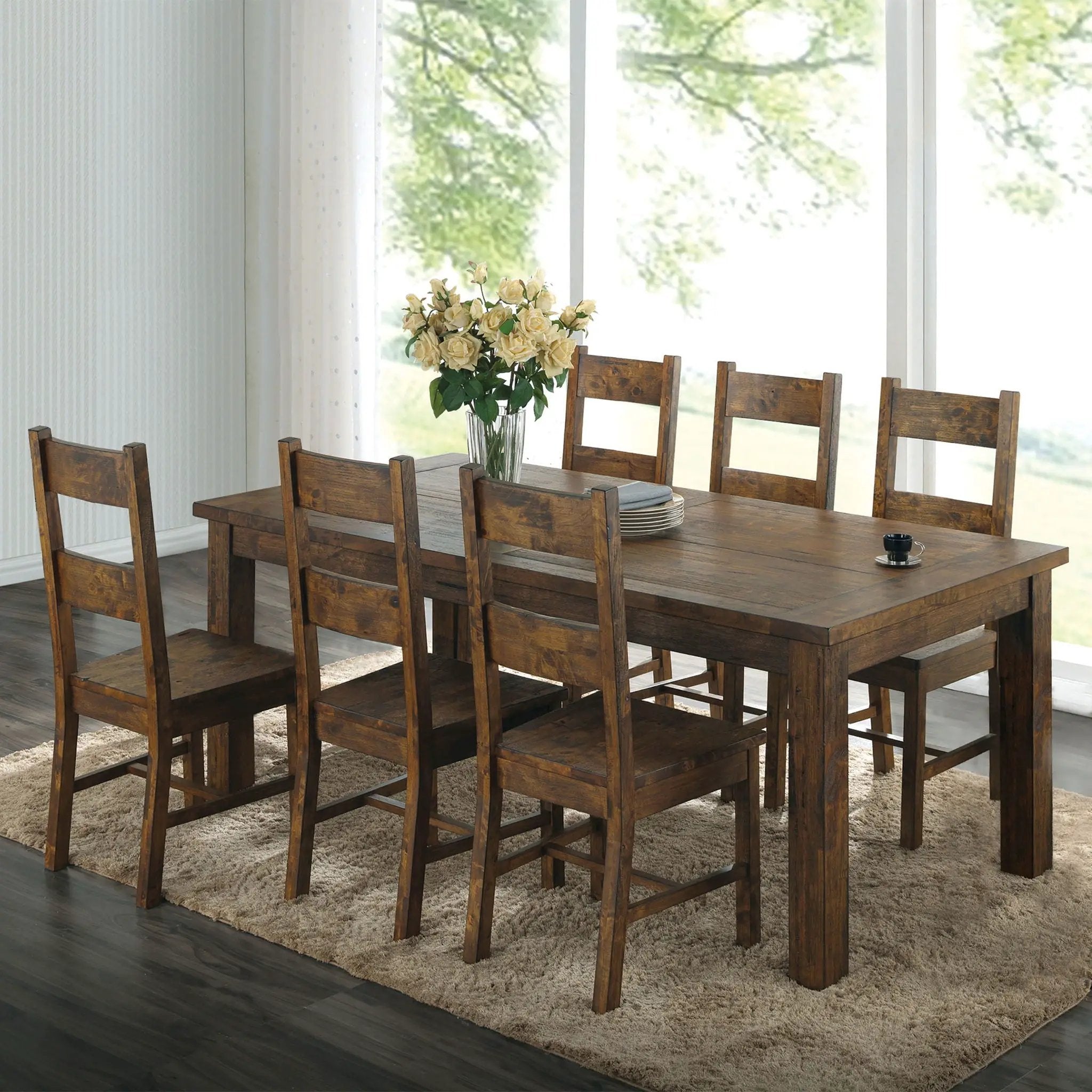 Coleman 7-piece Rectangular Dining Set Rustic Golden Brown by Unique Piece Furniture