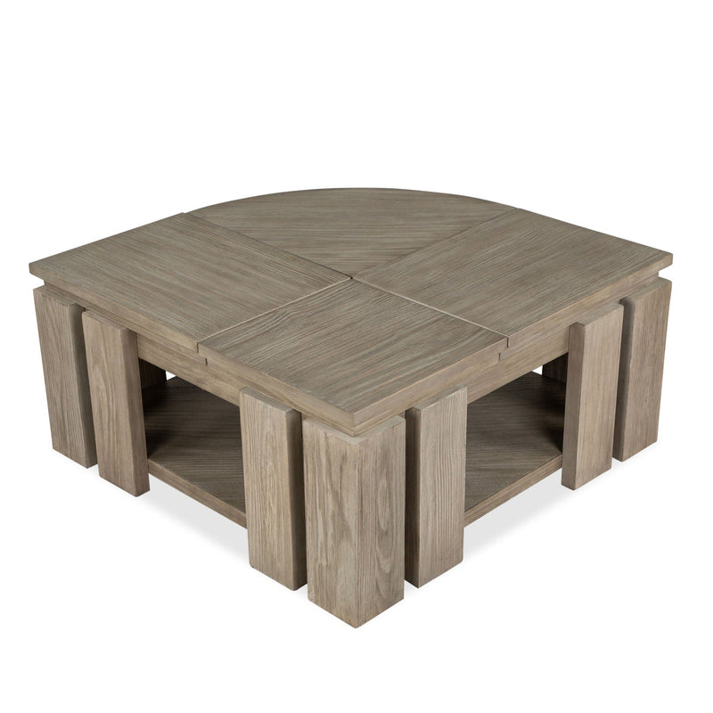 Conrad - Pie Shaped Lift Top Cocktail Table With Casters - Stone Harbor Gray, photo 2 of 7