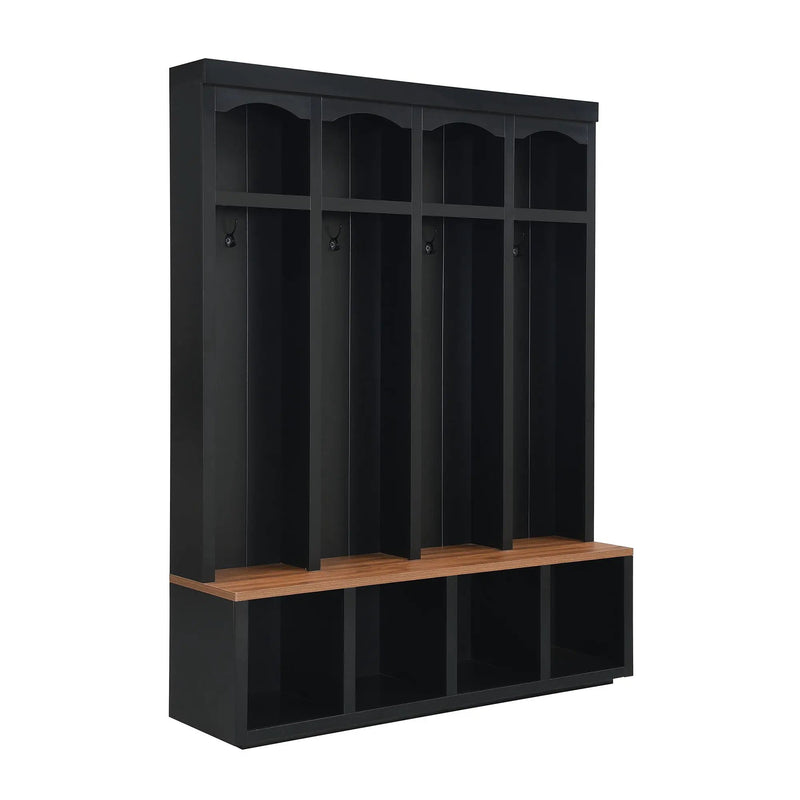 Entryway Hall Tree With Bench, 4 Hooks & Open Storage Space by HouseOfZazla