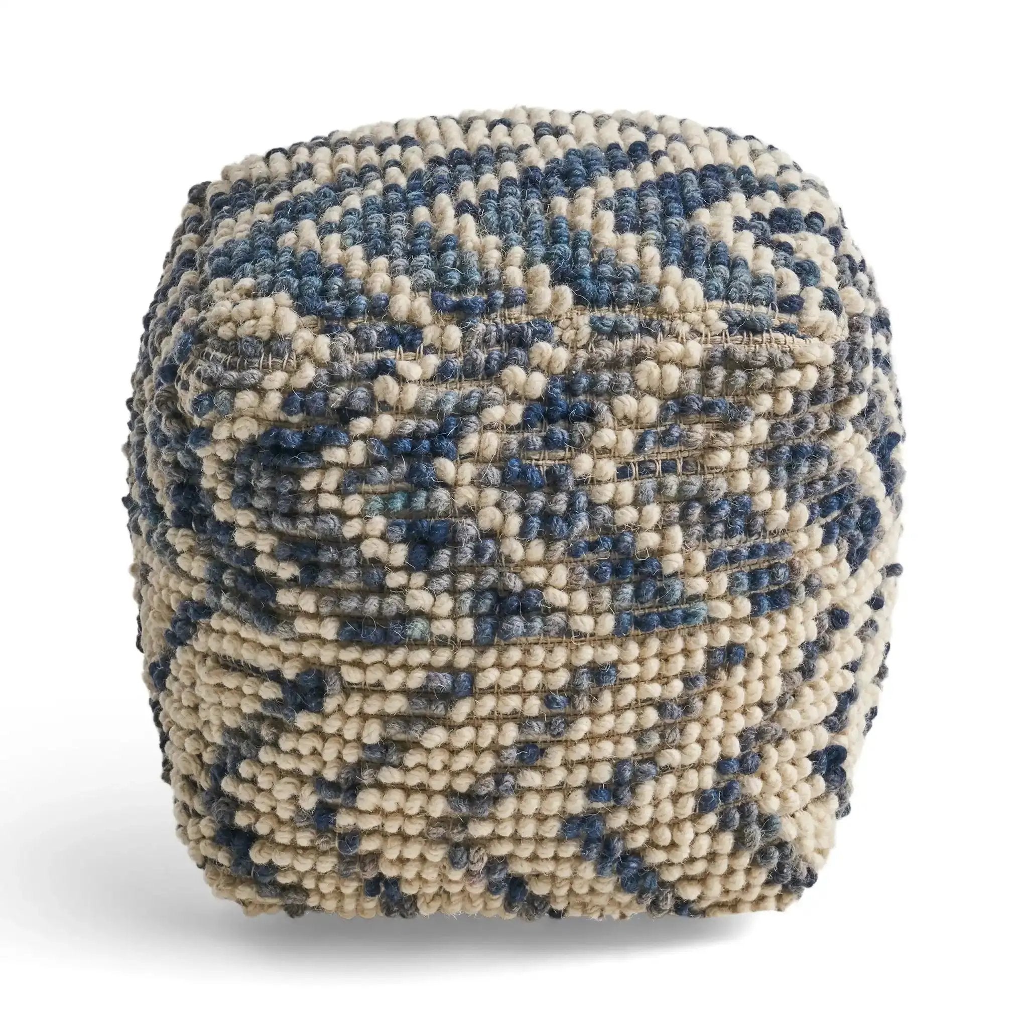 Alina Wool and Cotton Pouf - Natural by HouseOfZazla