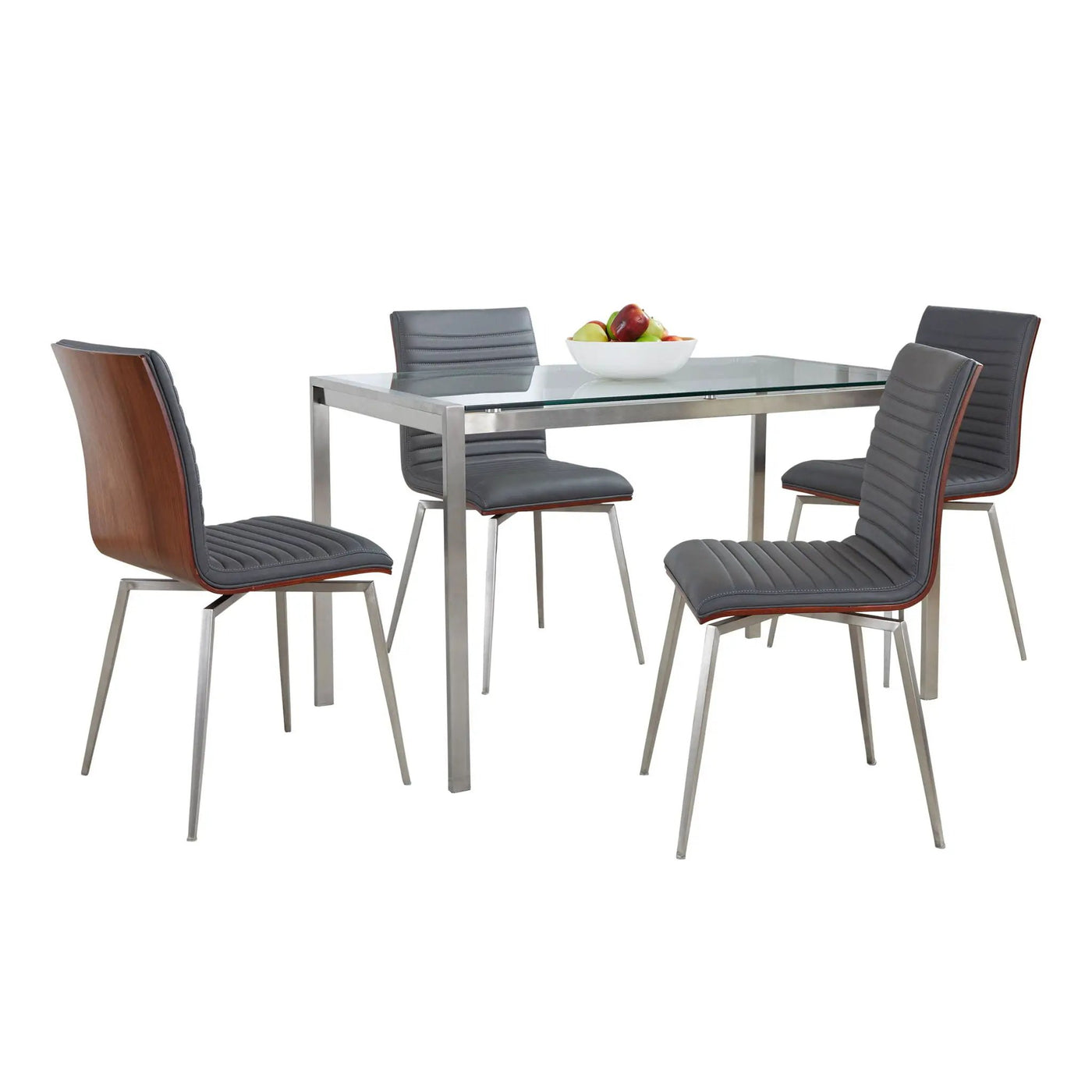 Fuji Mason - Swivel Contemporary Dining Set Dining Set, Glass, 5 Piece by HouseOfZazla