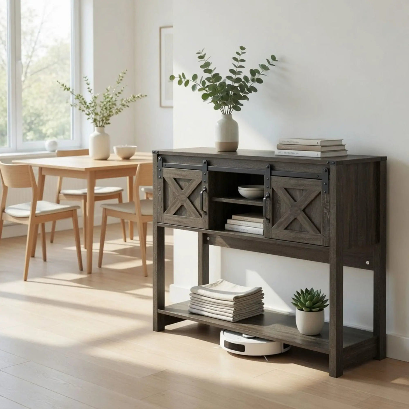 Farmhouse Entryway Table With Sliding Barn Door by HouseOfZazla
