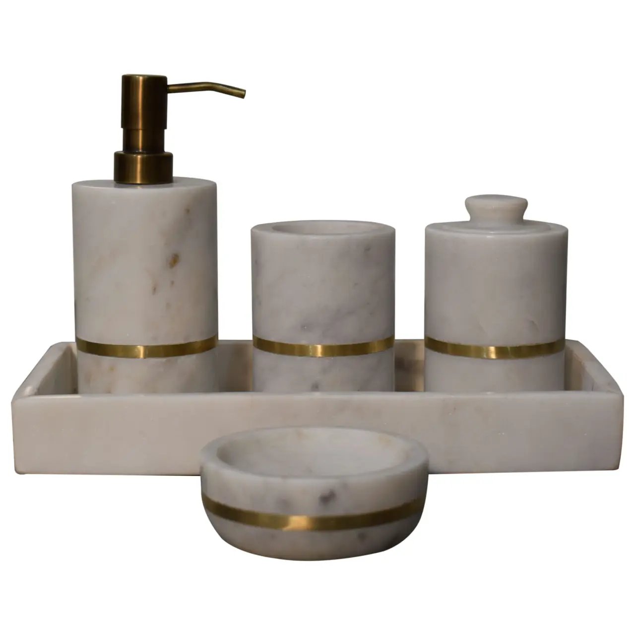 Brass Inlay Bathroom Set of 5 by HouseOfZazla