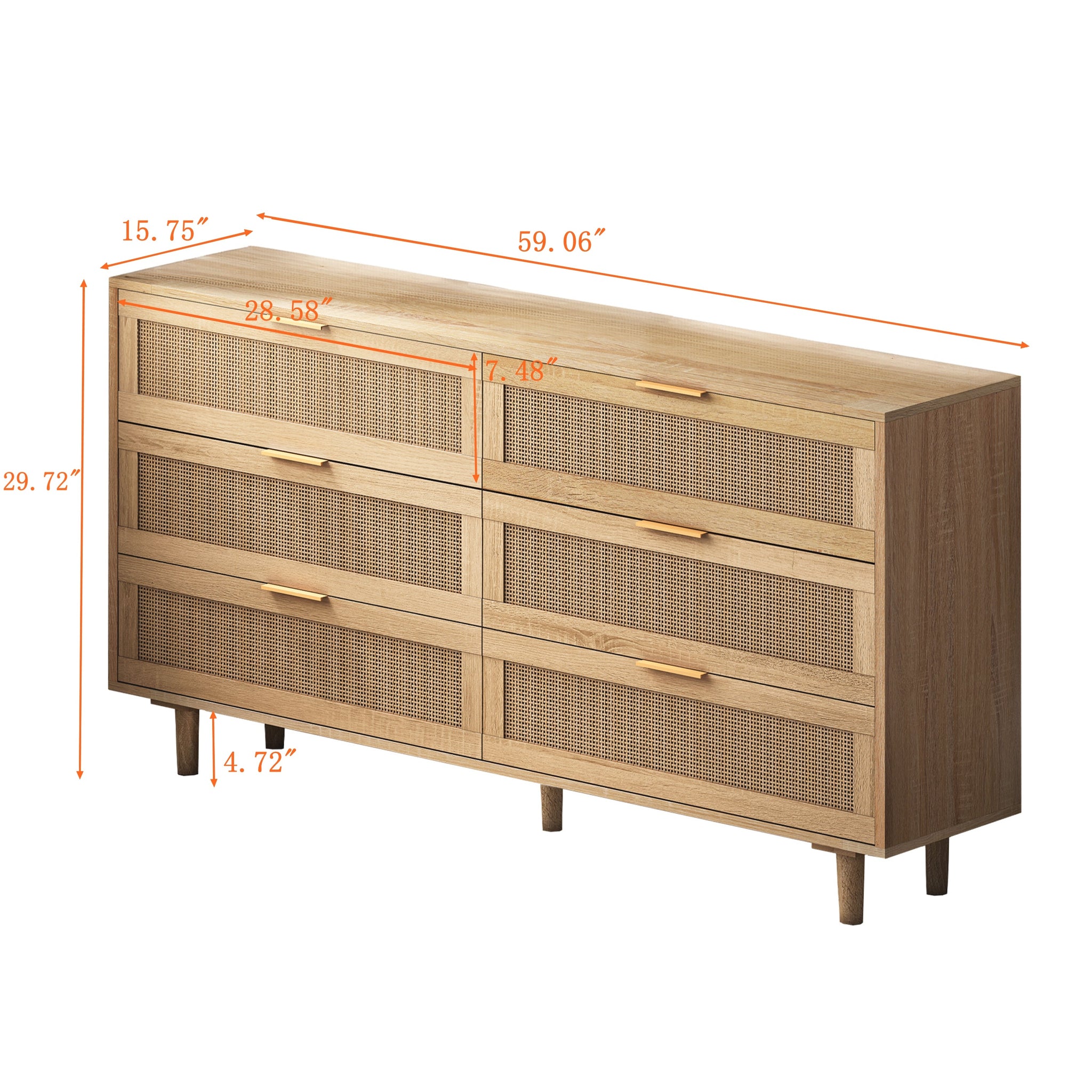 59.06" 6-Drawers Rattan Storage Cabinet by HouseOfZazla