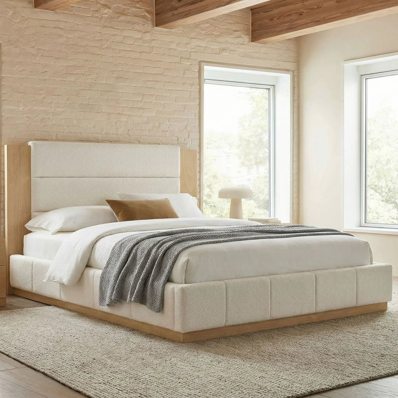 Modern Upholstered Platform Bed With Extended Headboard by HouseOfZazla