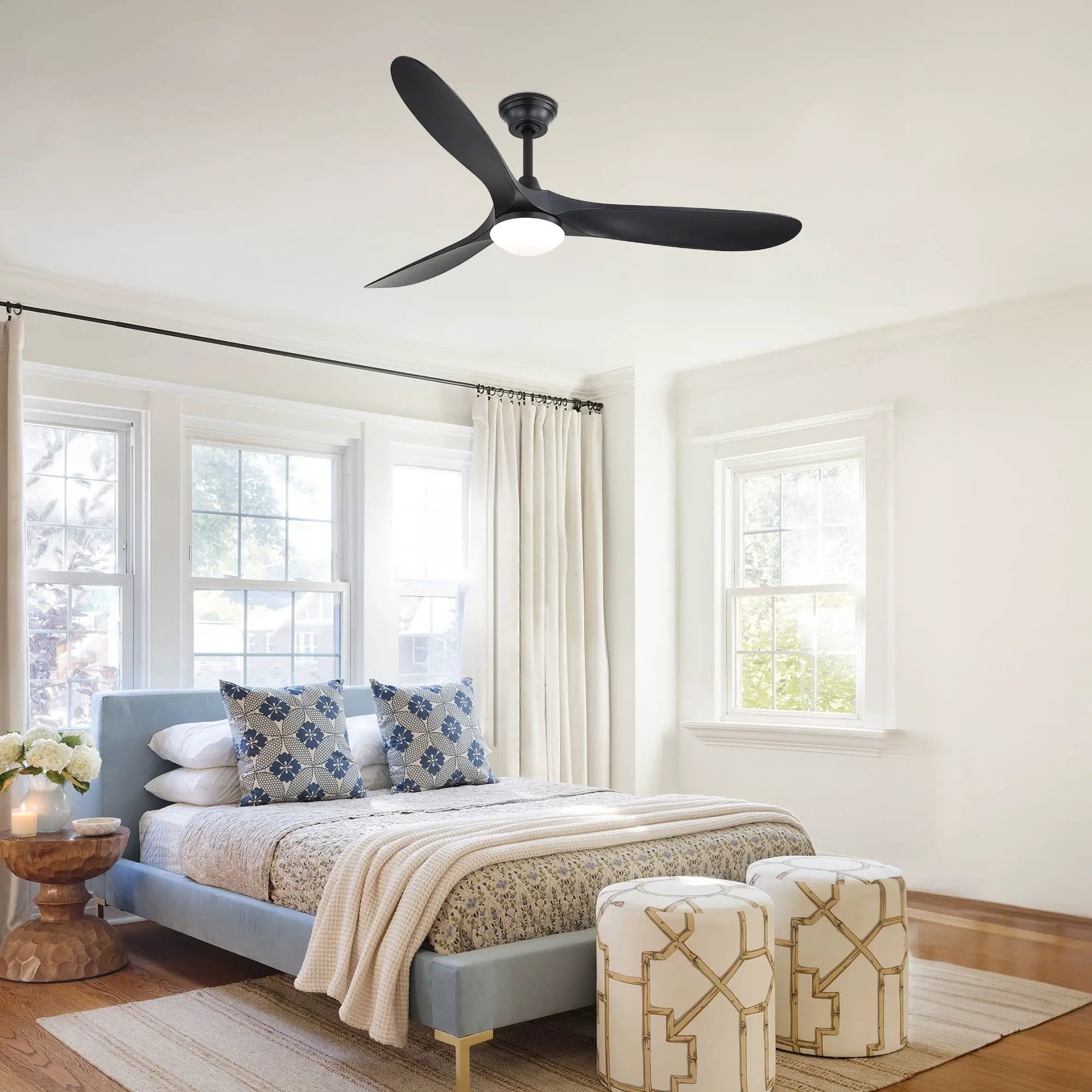 Smart Ceiling Fan With Lights, 3 Blades, Reversible Quiet DC Motor For Indoor by Unique Piece Furniture