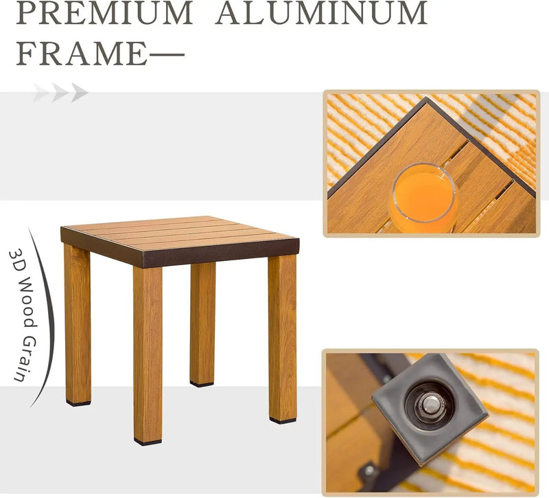 Patio Bistro Set 3 Pieces with Wood Grain Aluminum Wicker by HouseOfZazla