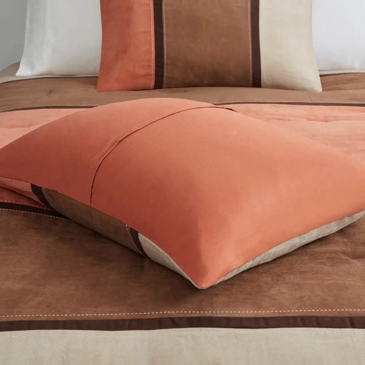 7 Piece Faux Suede Comforter Set - Coral California King by HouseOfZazla