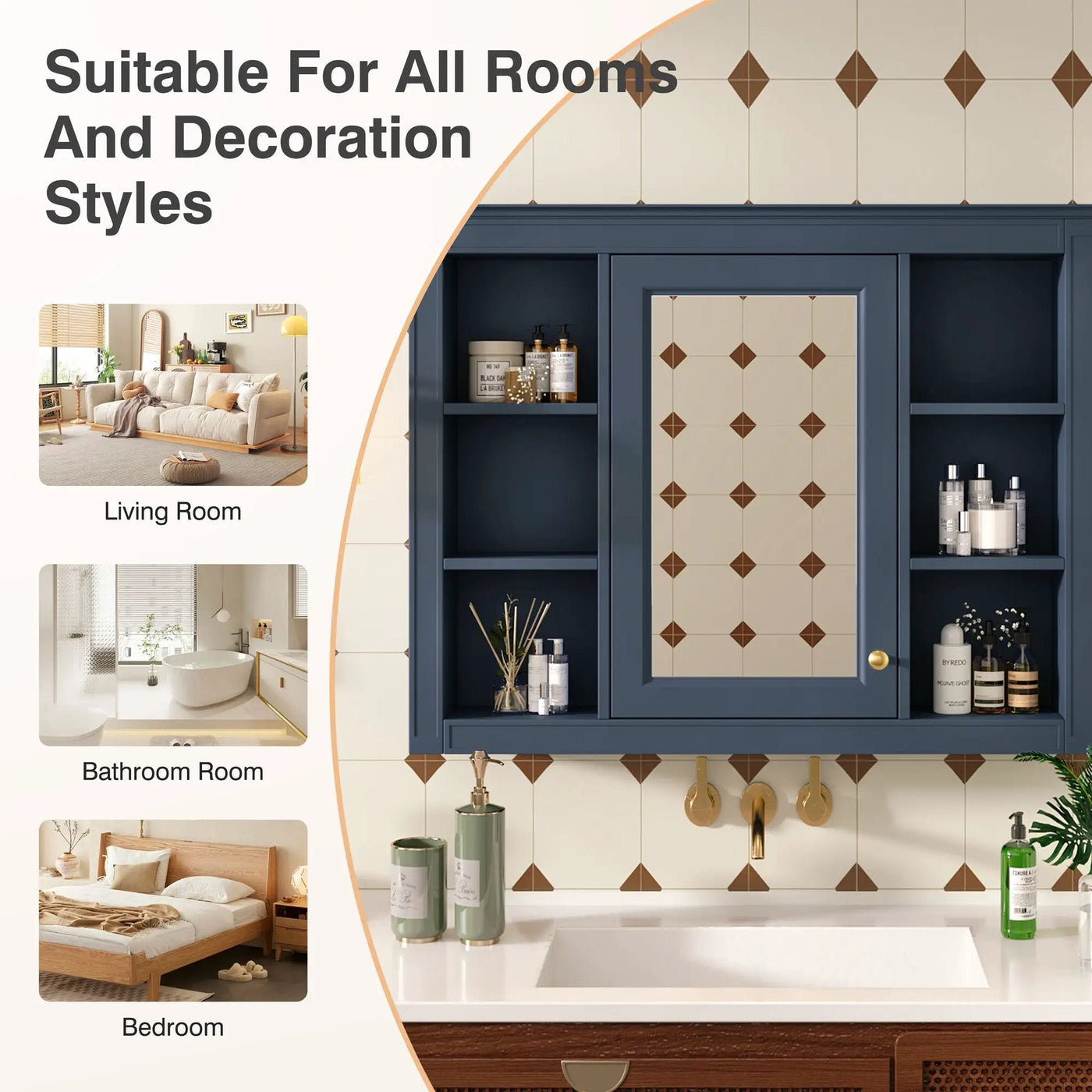 Wall Mounted Medicine Cabinet With Mirror, Storage Cabinet Featuring 6 Open Shelves And Adjustable Interior by HouseOfZazla