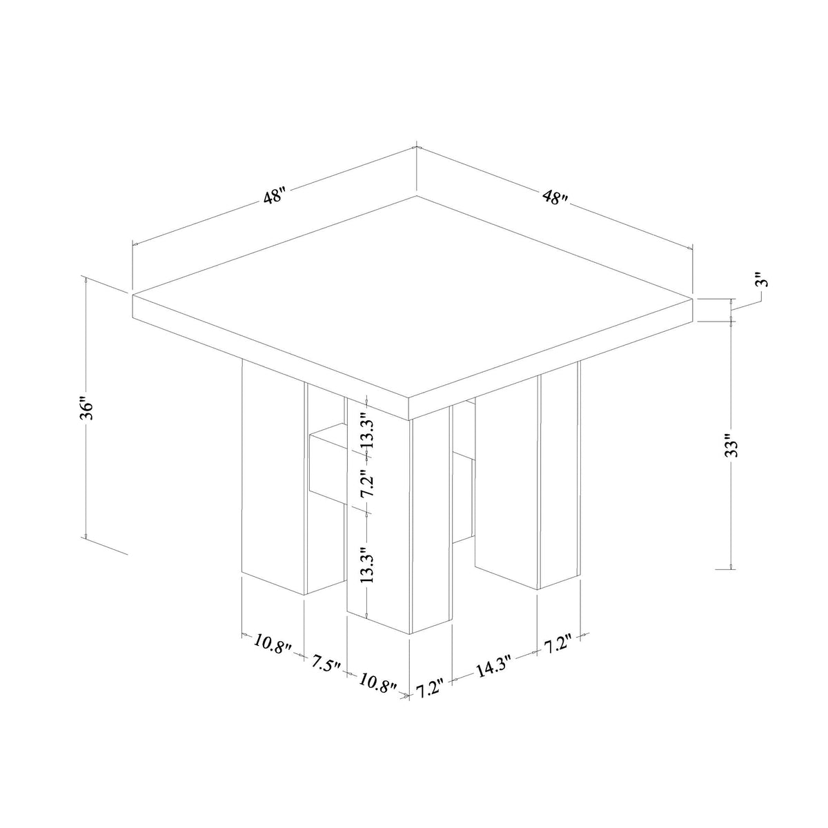 Mikha Bar Table with Extra Thick Top - Black, White, or Light Brown, photo 8 of 18