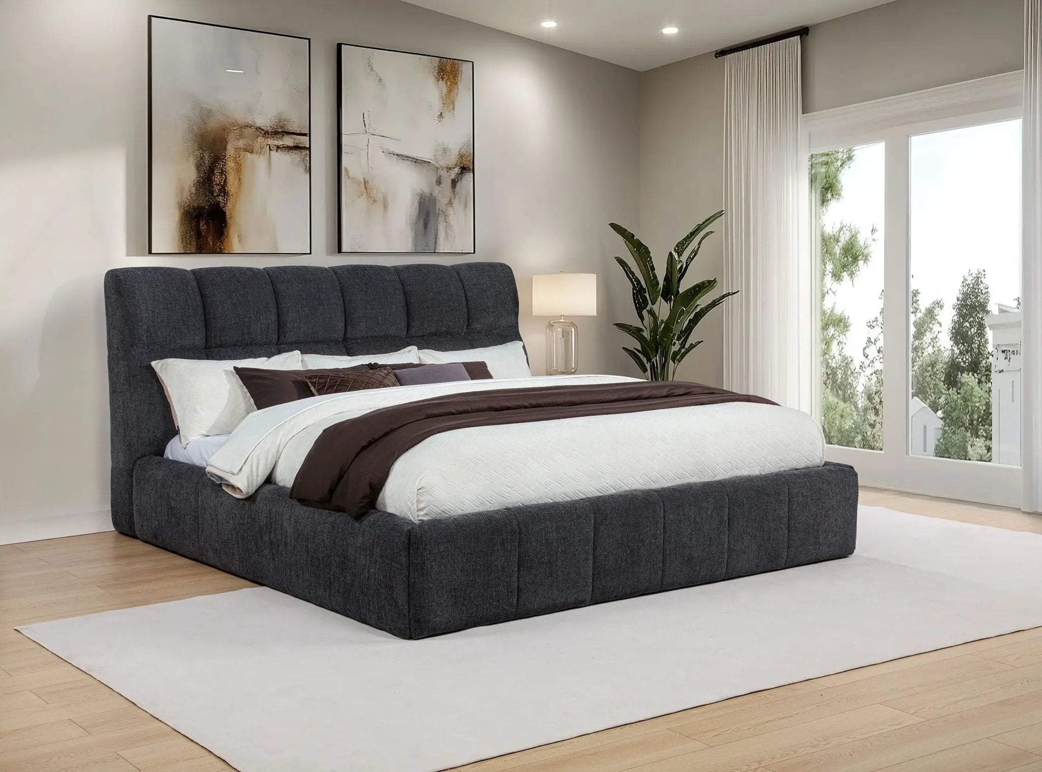 Nollet 48-inch Upholstered Eastern King Platform Bed Grey by Unique Piece Furniture