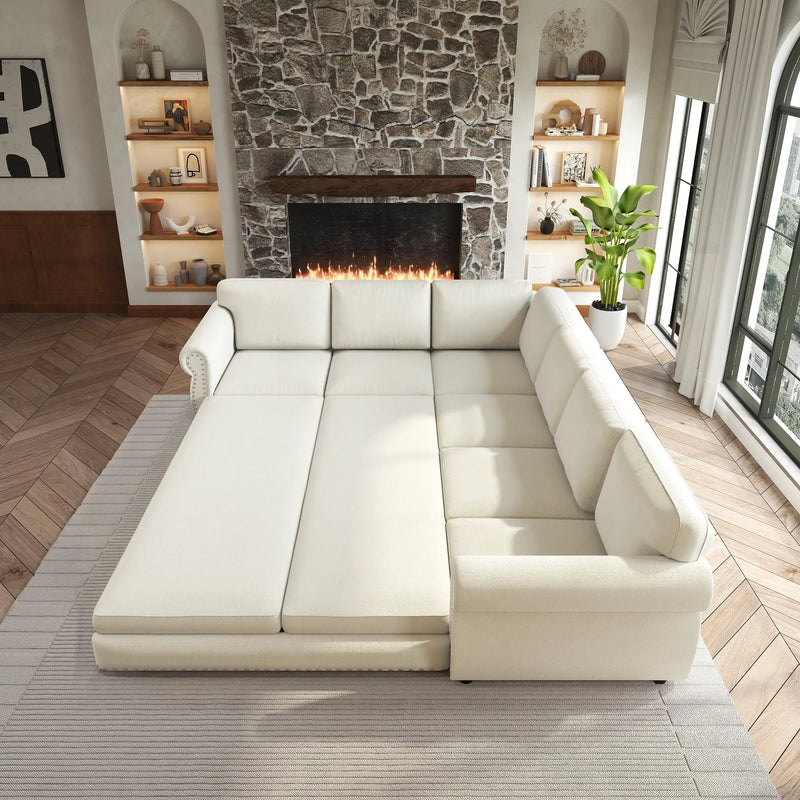 118" L-Shaped Convertible Sofa Bed by HouseOfZazla