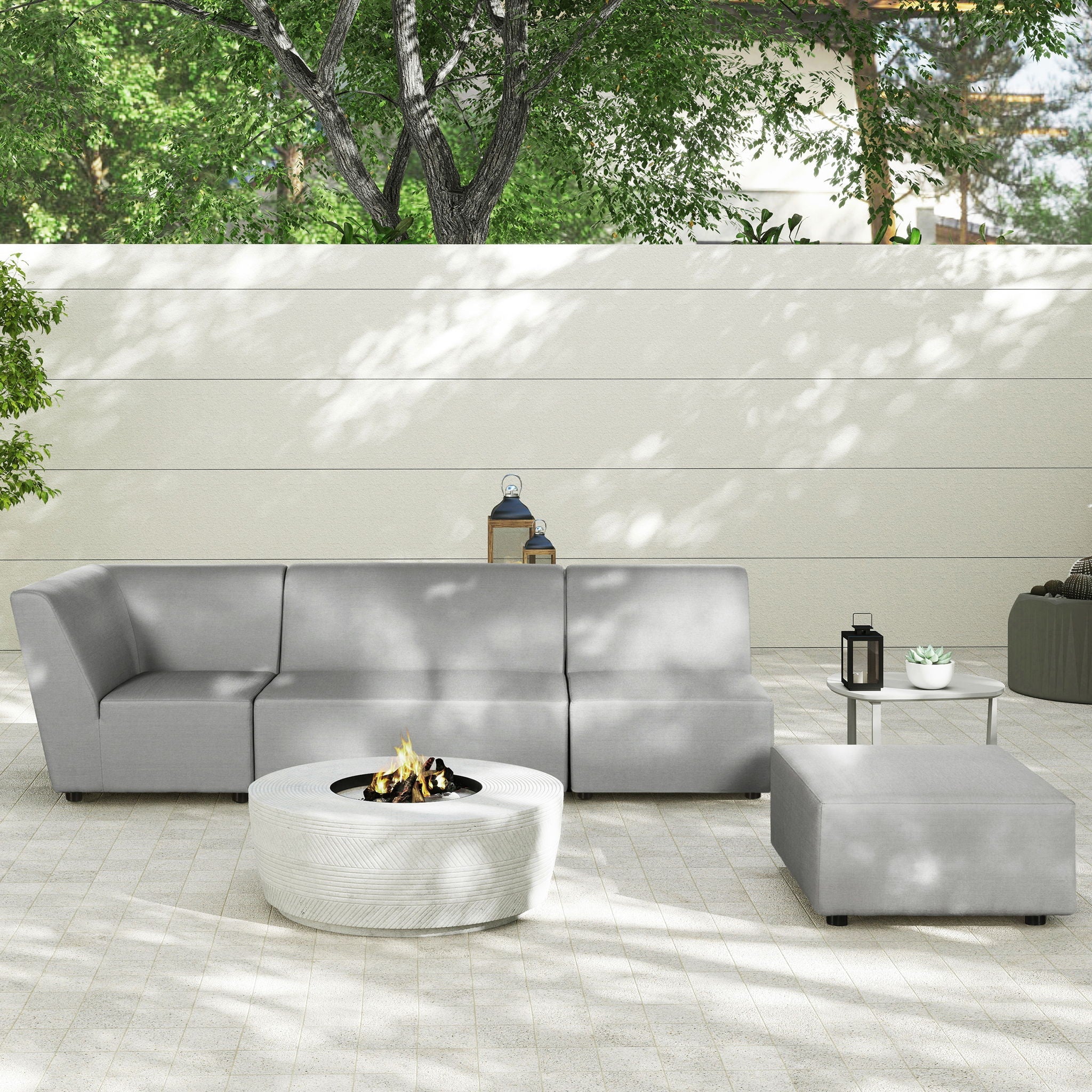 Cleo - Modular Upholstered Deep Seating Patio Armless Chair Axroma Olefin by HouseOfZazla