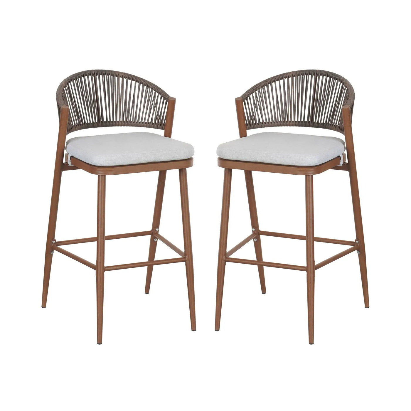 Outdoor Bar Height Metal Frame Counter Stools with Scallop-Shaped Backrest & Water-Resistant Cushions by HouseOfZazla