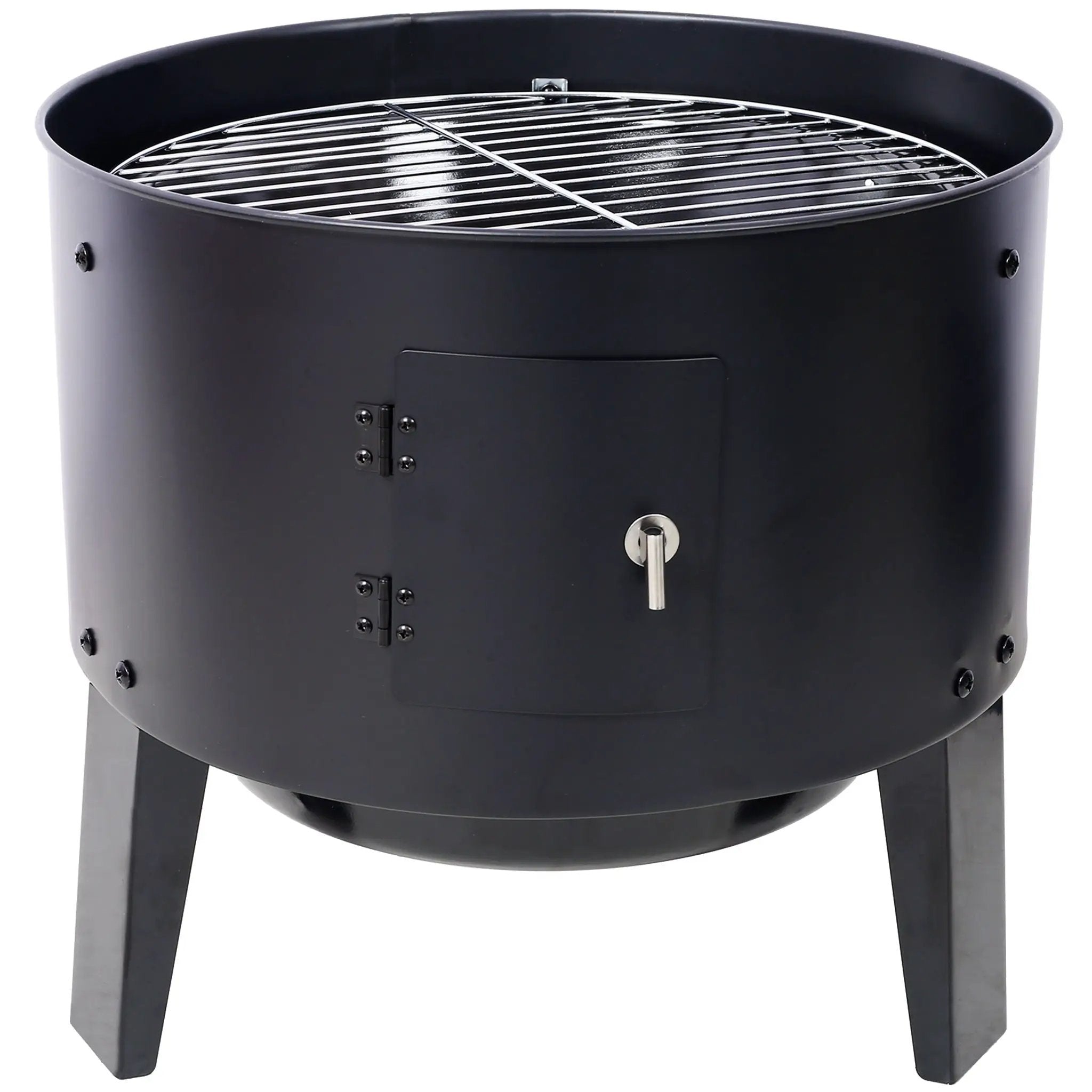 Portable Charcoal Smoker Grill For Outdoor Cooking - Black by HouseOfZazla