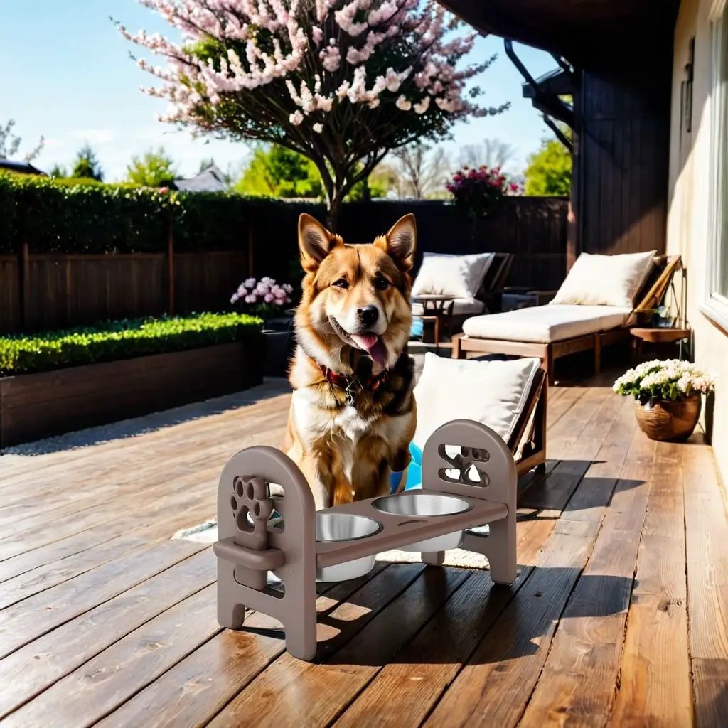 Adjustable Pet Bowl Travel Ready HDPE Durable Poly Lumber Recycled by HouseOfZazla