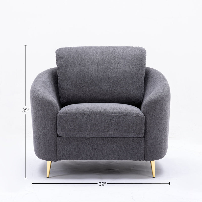 Gray Linen Arm Chair with Pocket Coil Seat - Dark Gray, photo 2 of 4