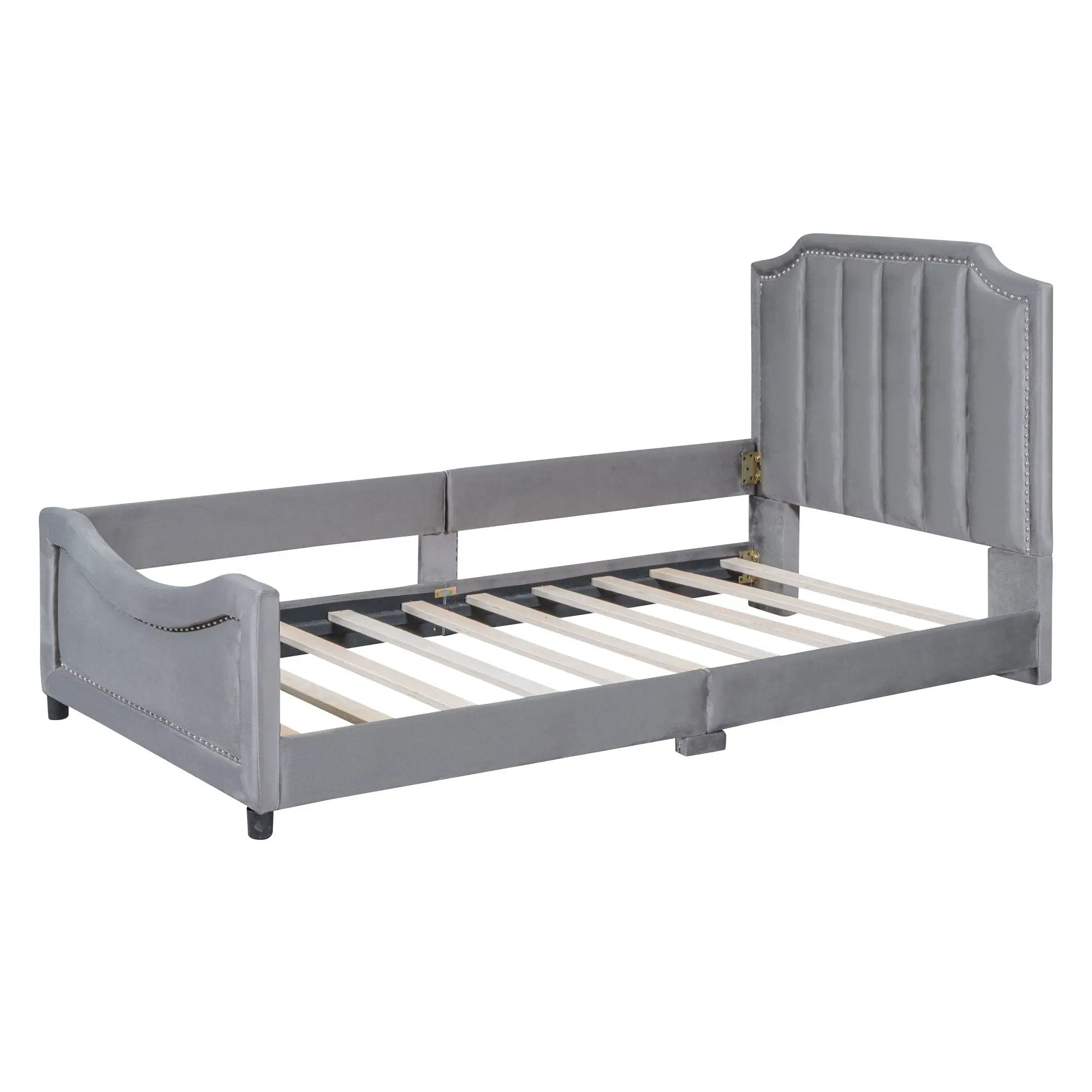 Upholstered Daybed With Classic Stripe Shaped Headboard by Unique Piece Furniture