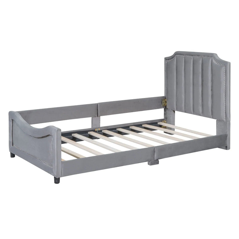 Upholstered Daybed With Classic Stripe Shaped Headboard by HouseOfZazla
