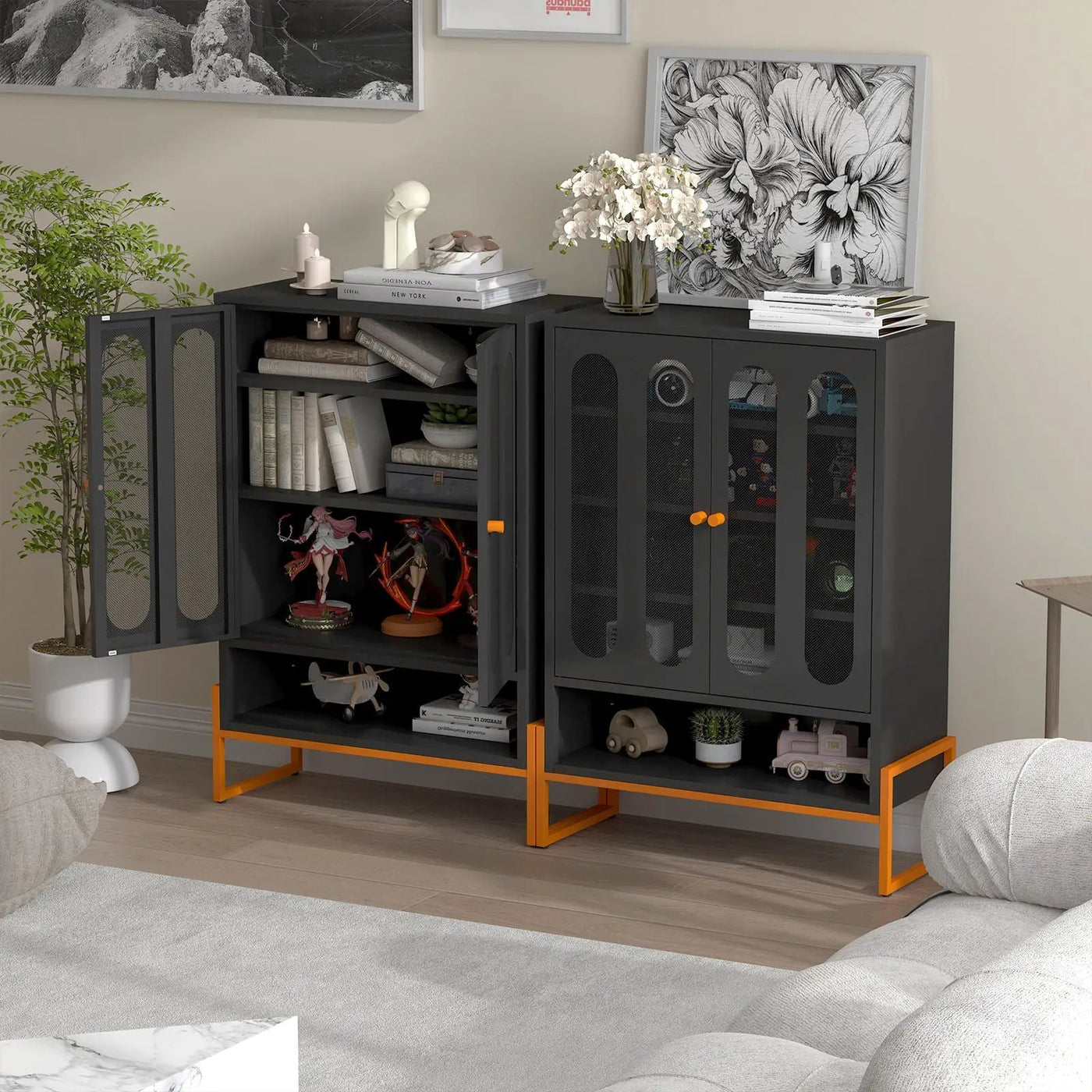 Modern Metal Shoe Cabinet With DoublebSided Doors And Adjustable Partitions by HouseOfZazla