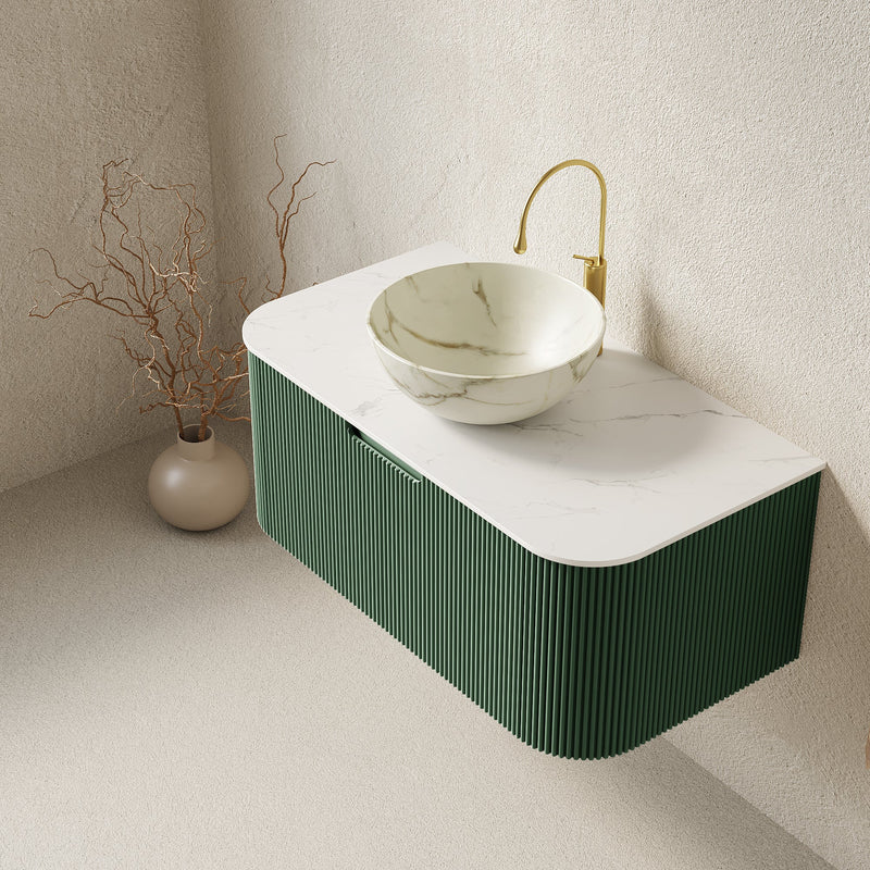 DINA 36" Bathroom Vanity & Sink, Floating Curved Edges by HouseOfZazla