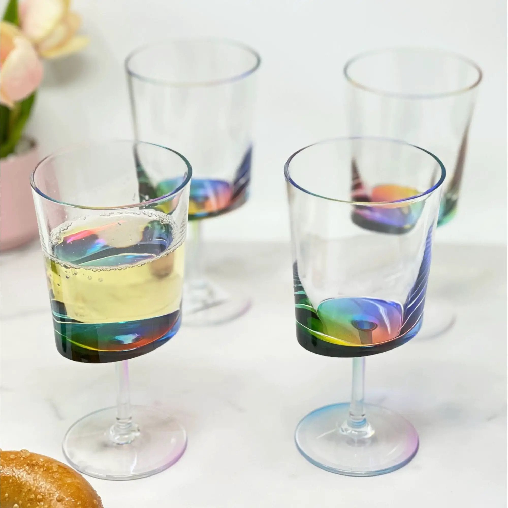 Halo Leadingware Oval Plastic Wine Glasses (Set of 4), Unbreakable Bpa Free Acrylic, 12Oz - Clear by HouseOfZazla