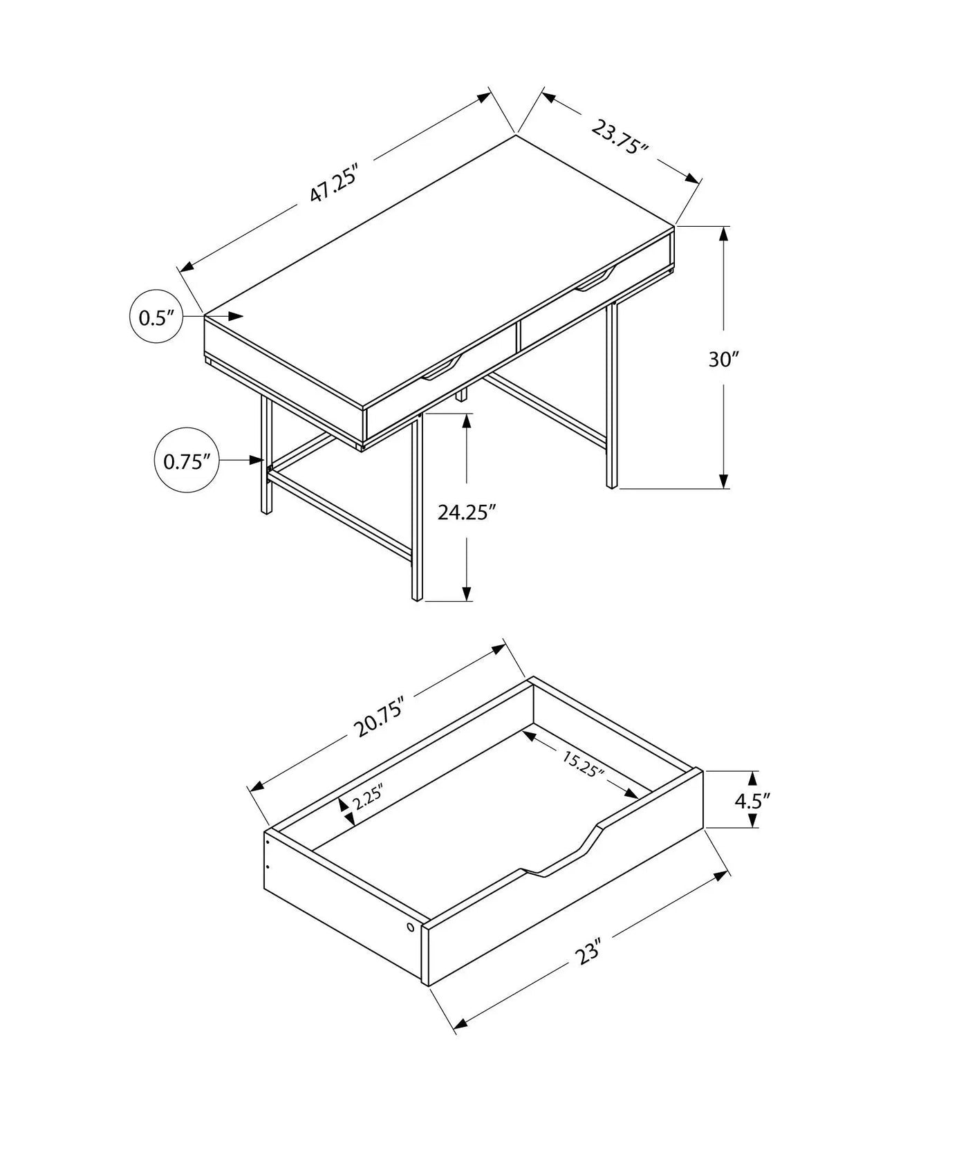 Computer Desk For Home Office, Laptop, Storage Drawers, Contemporary & Modern by HouseOfZazla