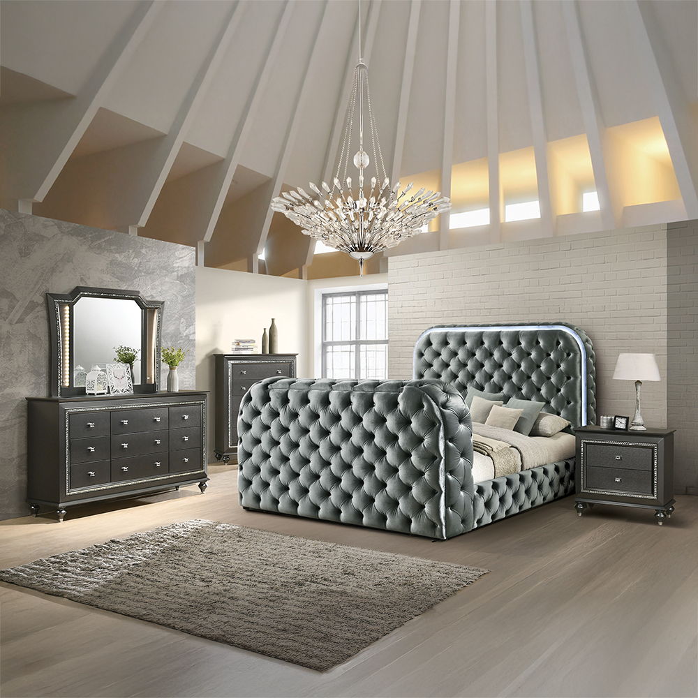 Kana - Bed With LED, Fireplace & TV Stand, photo 7 of 21