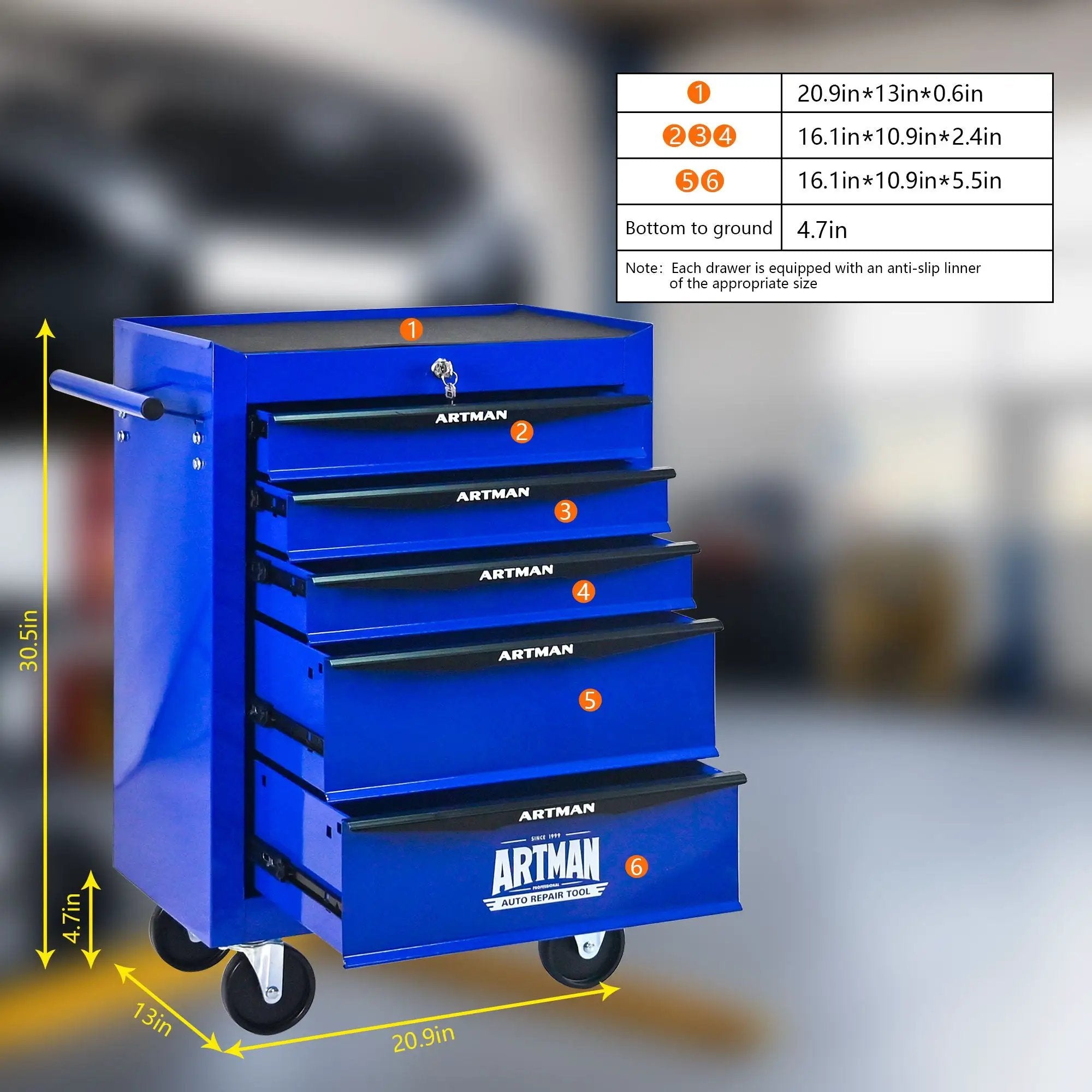 Rolling Metal Tool Chest With Drawers, Steel Storage Cabinet With Ball Bearing Slides by HouseOfZazla