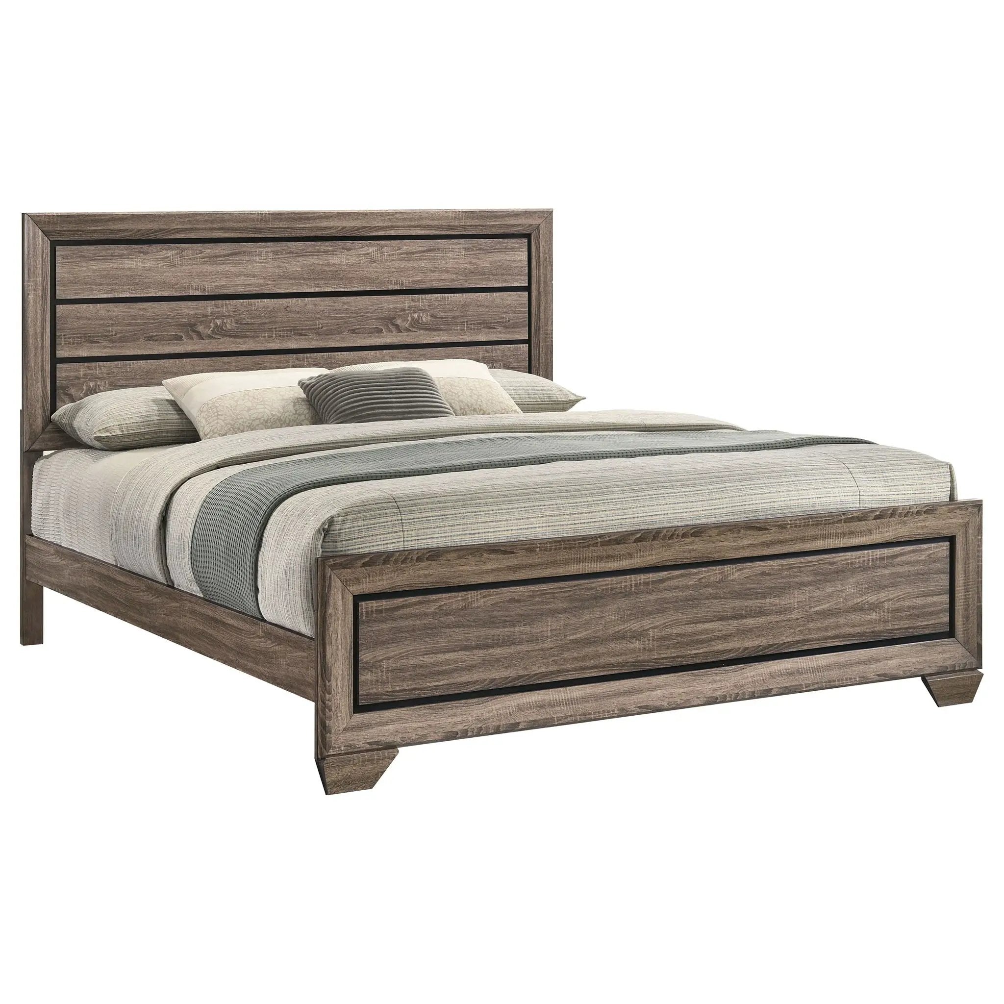 Kauffman Wood Eastern King Panel Bed Washed Taupe by Unique Piece Furniture