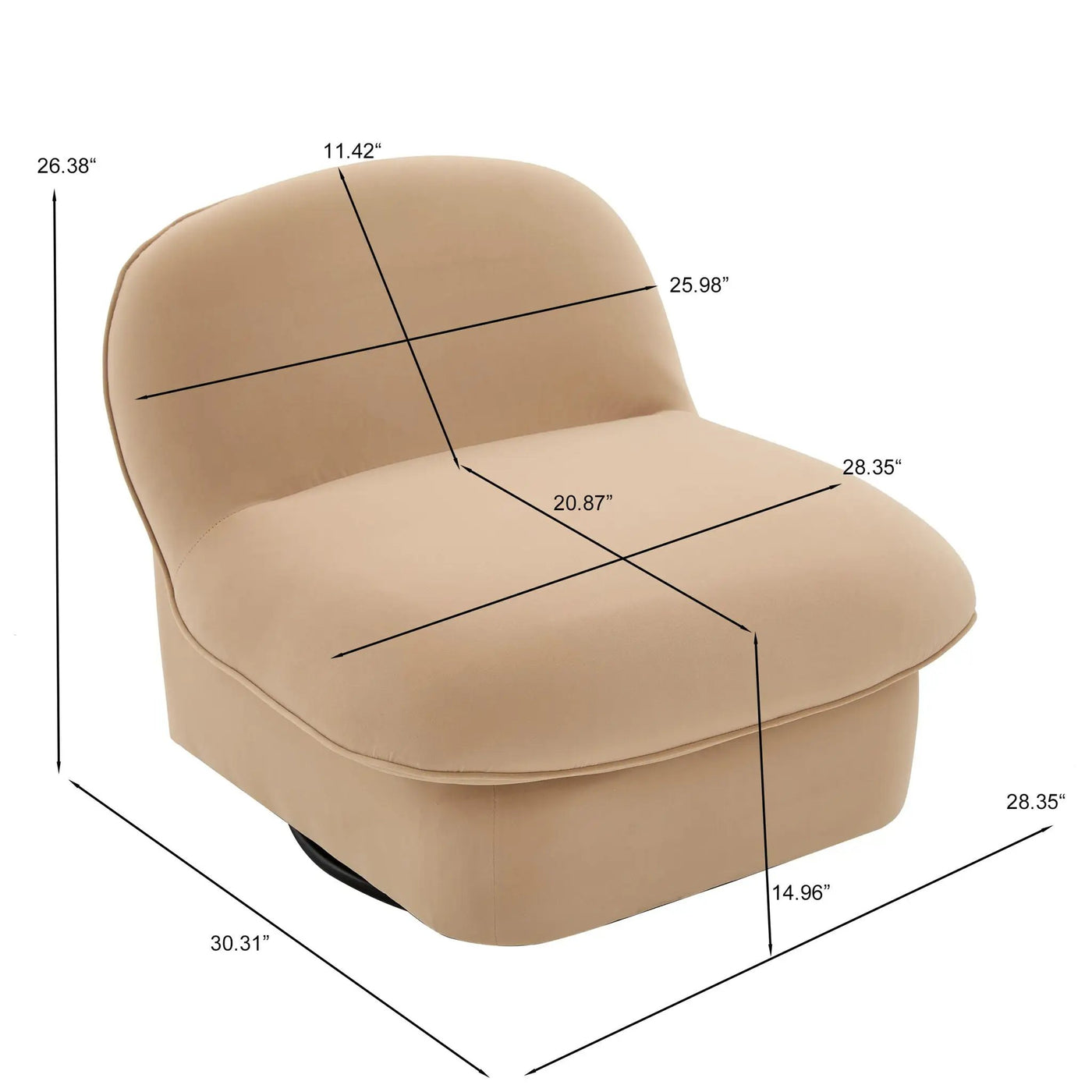 Pumpkin Shaped Swivel Accent Chair, 360 Degree Rotation for Living Room by HouseOfZazla