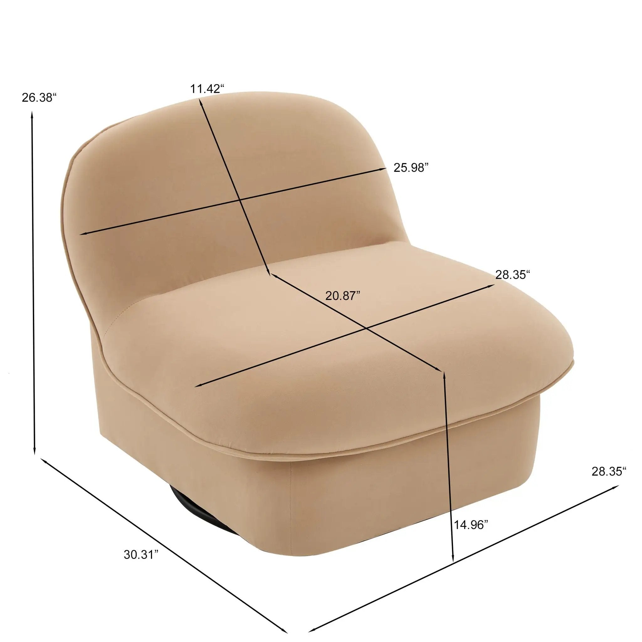 Pumpkin Shaped Swivel Accent Chair, 360 Degree Rotation For Living Room by Unique Piece Furniture