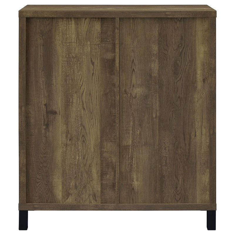 Arlington Sliding Door Home Bar Wine Cabinet Rustic Oak by Unique Piece Furniture