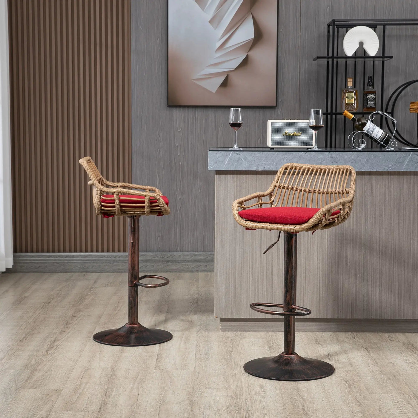 Modern Swivel Bar Stools Adjustable Counter Chairs With Footrest (Set of 2) by HouseOfZazla