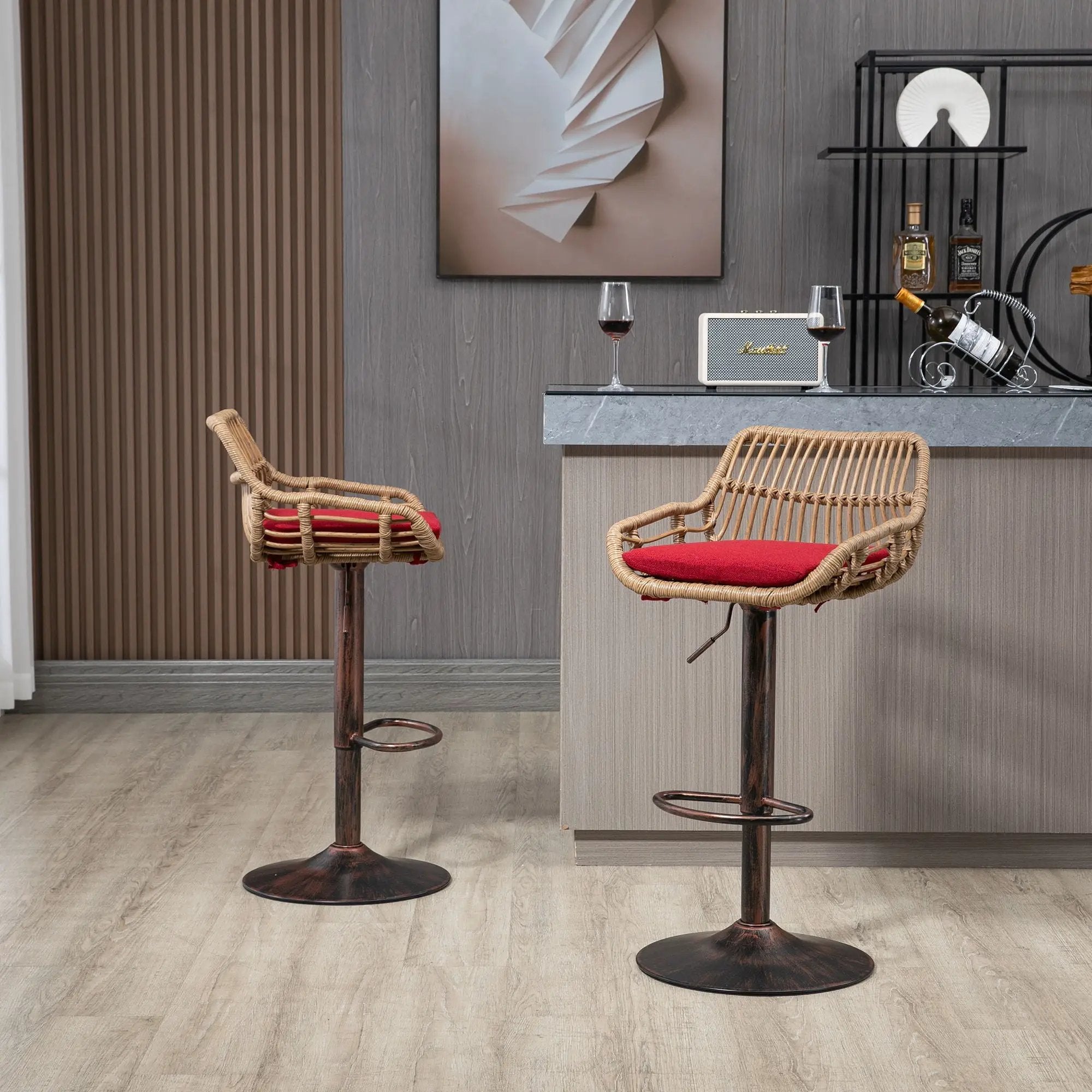 Modern Swivel Bar Stools Adjustable Counter Chairs With Footrest (Set of 2) by Unique Piece Furniture