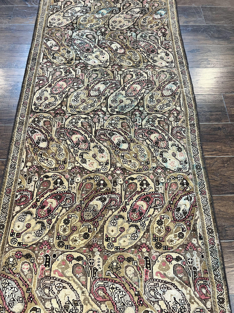 Antique Persian Malayer Runner Rug 3x16, Repeated Boteh Paisley Design, Rare Rug, 1920s Antique Oriental Carpet, Wool Handmade Hand Knotted 3 x 16 ft Rug by Jewel Rugs