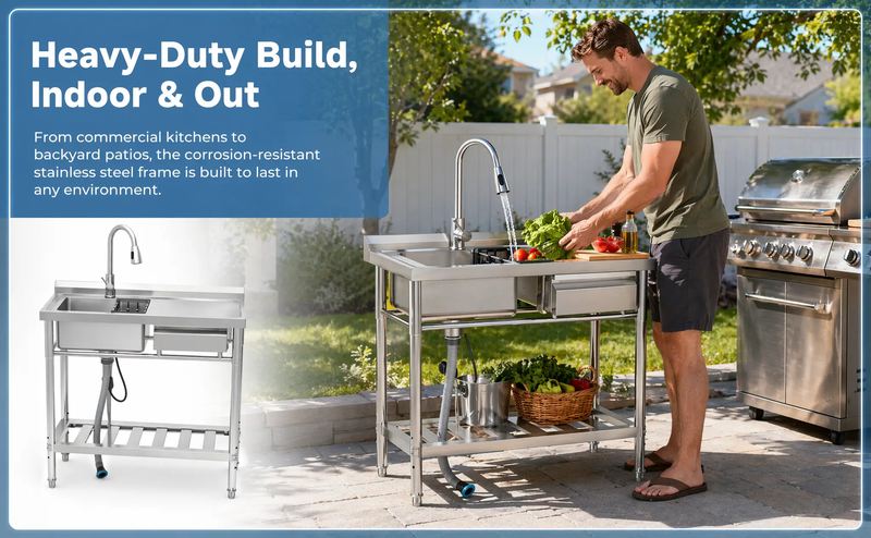Stainless Steel Utility Sink, Freestanding Sink by HouseOfZazla
