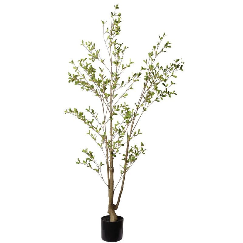 Lifelike Artificial Olive Tree With Plastic Pot For Home Living Room Decor - Green Leaves by HouseOfZazla